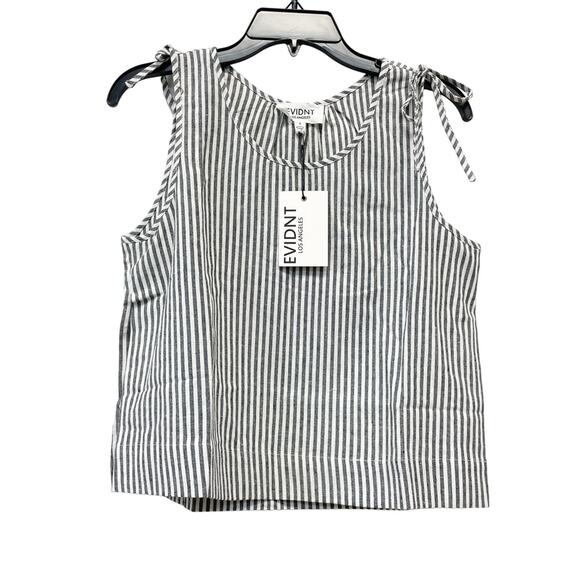 Anthropologie Tops - Evidnt Los Angeles Black & White Striped Linen Blend Sleeveless Top Size M